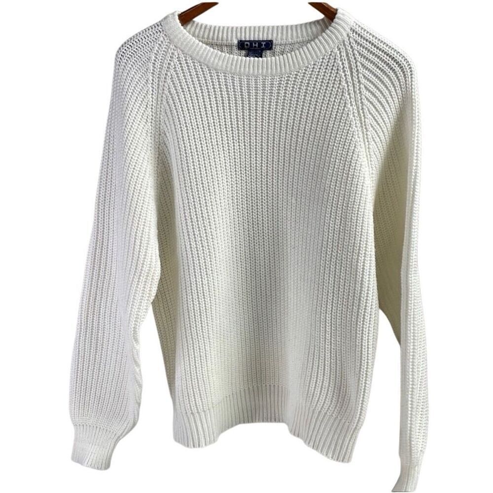 OHI Ladies Knit White Pullover Sweater Size Medium Classic